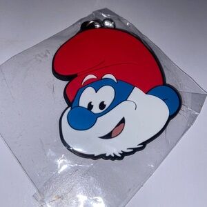 Papa Smurf Keychain – 2025 Official Smurfs Rubber Key Ring